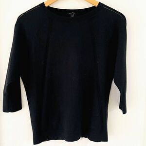 Talbots Womens Sweater Size Small Crew Neck 3/4 Sleeve Black Casual Preppy